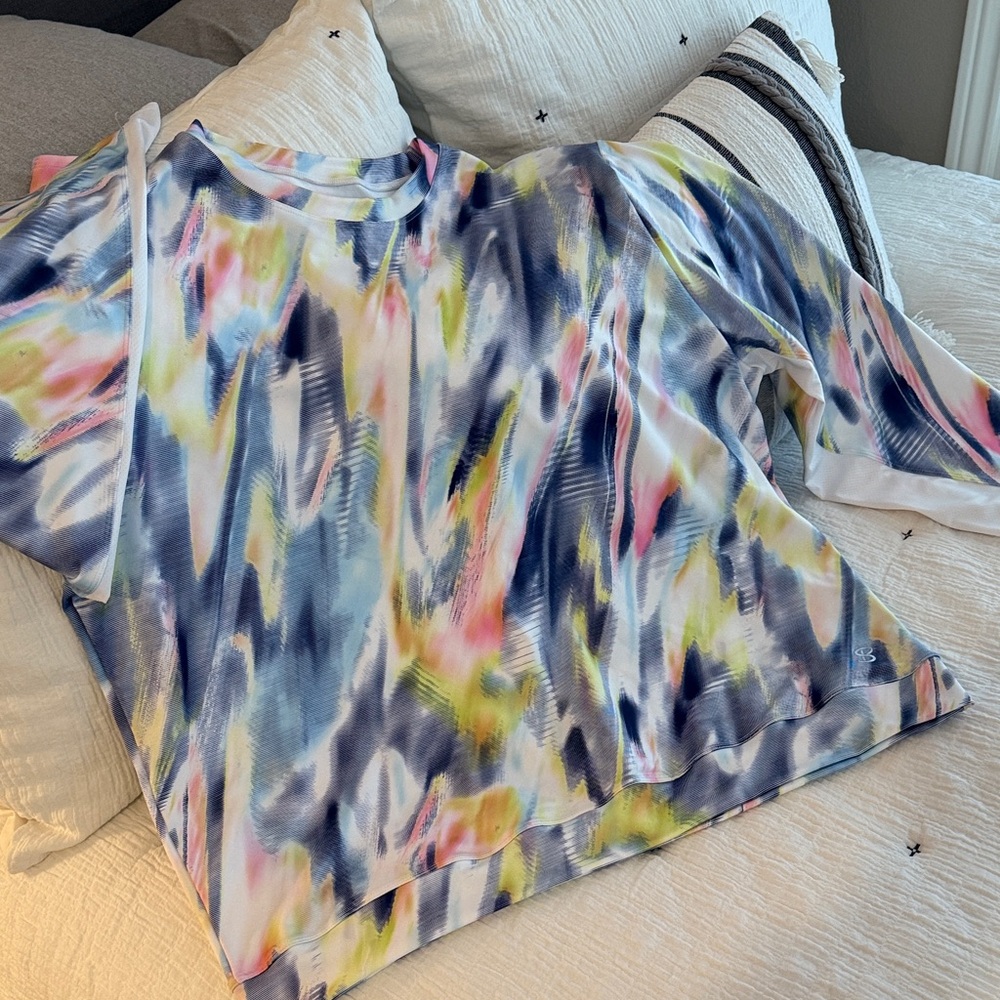 Sofibella Tennis Pullover,  Colorful Abstract Women's Top XL NWT